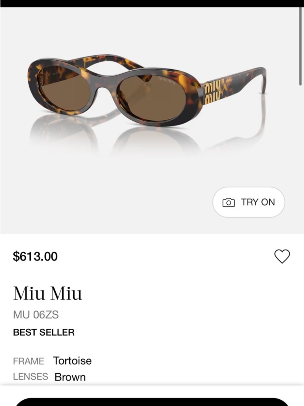 ISO of MiuMiu 06sZ tortoise